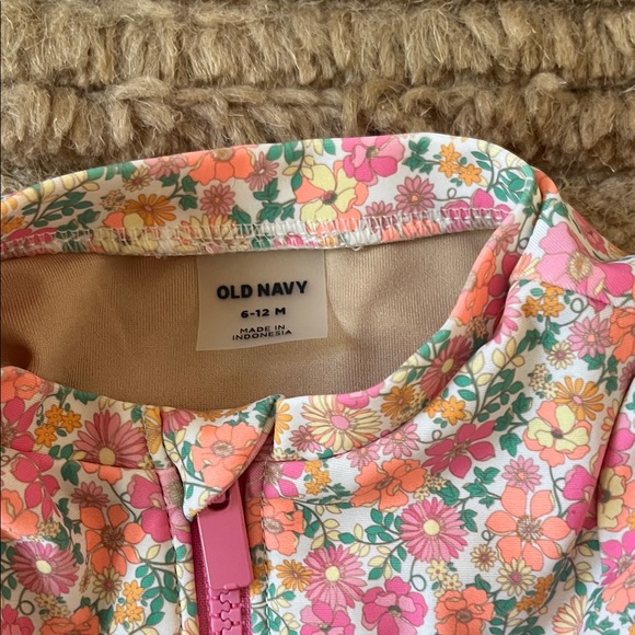 Old Navy Kids Floral Rashguard - Pink and Orange - Picture 2 of 3